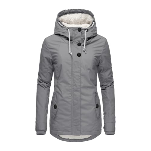 Damen-Jacken,Damen Wintermantel Winter Warm Steppmantel Wasserdicht Lang Winterjacke Mit Abnehmbarer Kunstpelzkragen,Reflektierende Jacke Damen Winter,Kurzmantel Damen Winter,C Gray,M von Generic