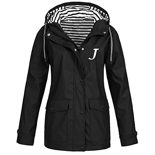 Damen Jacket Funktionsjacke mit Kapuze Regen Jacke Regenmantel Damen Schwarz Golf Regenjacke Damen Übergangsjacke Damen Regenfest Regenparka Wasserdicht von Generic