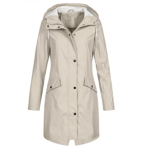 Damen Jacket Softshelljacke Wasserfeste Softshellmantel Übergangsjacke Gefüttert Wasserdichter Reitjacke lang Winter Outdoorjacken Sportjacken Beige XXL von Generic