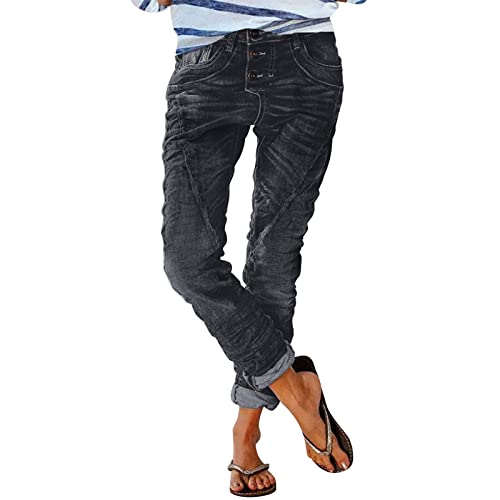 Damen Jeans Boyfriend Knopfleiste Jeans Damen Low Waist - Jeans mit Gummizug Damen- Jeanshose Damen Lang Straight Leg Vintage Destroyed Denim Hose Damen Jeans Boyfriend Knopfleiste Jeans Damen Low Waist - Jeans mit Gummizug Damen- Jeanshose Damen Lang Straight Leg Vintage Destroyed Denim Hose von Generic