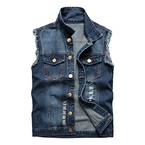 Damen Jeansweste - Ärmellos Knopfverschluss Jeansweste mit Knöpfen Gewaschene Jeansjacke Lässige Jeansweste Für Damen Denim Jeans Weste Lässig Denim Jeansweste von Generic