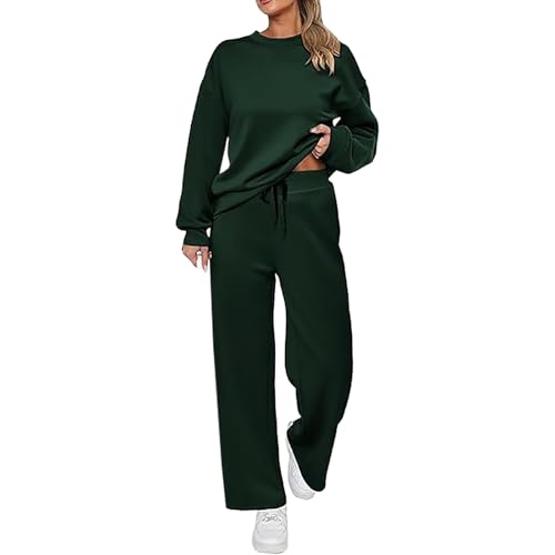 Damen Jogginganzug Große Größen Set - Trainingsanzug Ohne Kapuzen Oversized Sweatshirt + Gerades Bein Jogginghose Langärmelige Hausanzug Oversized Y2K Freizeitanzug Lässige Sportanzug von Generic
