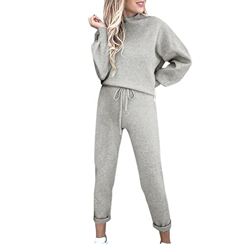 Damen Jogginganzug Sportanzug Einfarbig Zweiteiler Outfit Oversized Hoodie Pullover Sweatshirt und Jogginghose Freizeitanzug Jogger Trainingsanzug Set Bekleidungsset von Generic