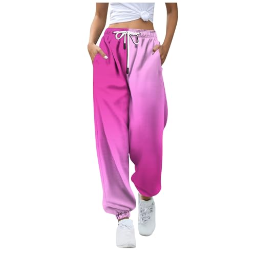 Damen Jogginghose, Sporthose Damen Lang Sportbekleidung Freizeithose Jogginghosen Damen Sporthosen Für Outdoor Hose Sportleggins Lang High Waist Yoga Damen-Jogginganzüge (Rosa,XL) von Generic