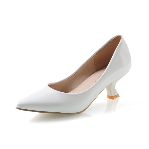 Damen Kätzchen Niedrige Absätze Spitze Geschlossene Zehe Slip On Kleid Pumps für Büro Arbeit Party Bequeme Schuhe für Frauen Alltag,Weiß,42.5 EU Damen Kätzchen Niedrige Absätze Spitze Geschlossene Zehe Slip On Kleid Pumps für Büro Arbeit Party Bequeme Schuhe für Frauen Alltag,Weiß,42.5 EU von Generic