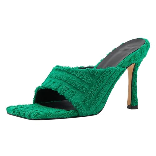 Damen Kätzchen One Strap Heels Quadratische offene Zehenpartie Pantoletten Slip On Sommer Sandalen Bequeme Freizeitkleid Pumps Schuhe,Grün,41 EU Damen Kätzchen One Strap Heels Quadratische offene Zehenpartie Pantoletten Slip On Sommer Sandalen Bequeme Freizeitkleid Pumps Schuhe,Grün,41 EU von Generic