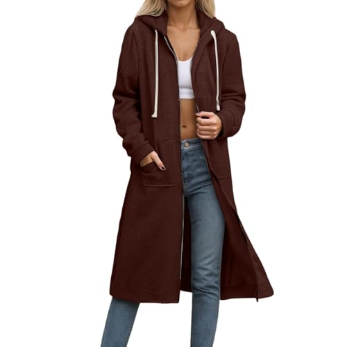 Damen Kapuzenjacke Lang Sweatjacke mit Kapuze Hoodie Jacke Herbst Winter Frühling Mantel Sweatshirts Langarm Kapuzenpullover Strickjacke mit Reißverschluss Taschen Damen Kapuzenjacke Lang Sweatjacke mit Kapuze Hoodie Jacke Herbst Winter Frühling Mantel Sweatshirts Langarm Kapuzenpullover Strickjacke mit Reißverschluss Taschen von Generic
