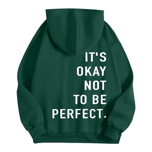 Damen Kapuzenpullover „It's Ok Not to Be Perfect“ Pullover Damen Günstig (Green, M) von Generic