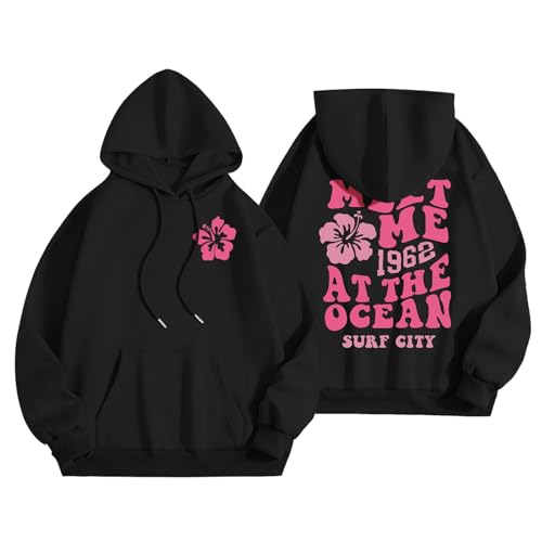 Damen Kapuzenpullover Hoodie Backprint Pullover Slogan Drucken Sweatshirt Pulli Grafikdruck Oberteile Damen Langarm Sweatshirt Casual Oversized Oberteile (01-Black, M) von Generic