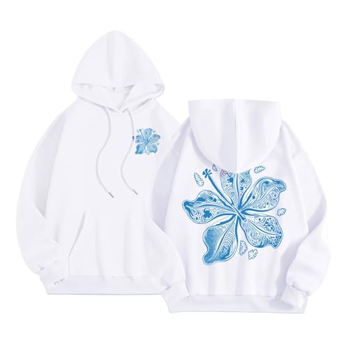 Damen Kapuzenpullover Rückendruck Letter Print Hoodie Pullover Slogan Drucken Sweatshirt mit Kapuze Pulli Grafikdruck Sweatshirt Y2K E-Girl Pullover Oversize Vintage Kapuzenpullover von Generic