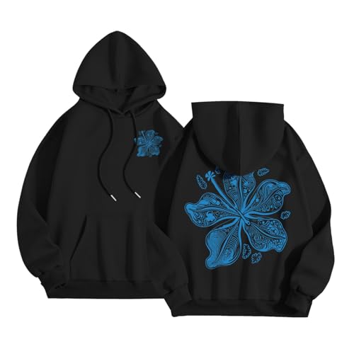 Damen Kapuzenpullover Rückendruck Letter Print Hoodie Pullover Slogan Drucken Sweatshirt mit Kapuze Pulli Grafikdruck Sweatshirt Y2K E-Girl Pullover Oversize Vintage Kapuzenpullover von Generic