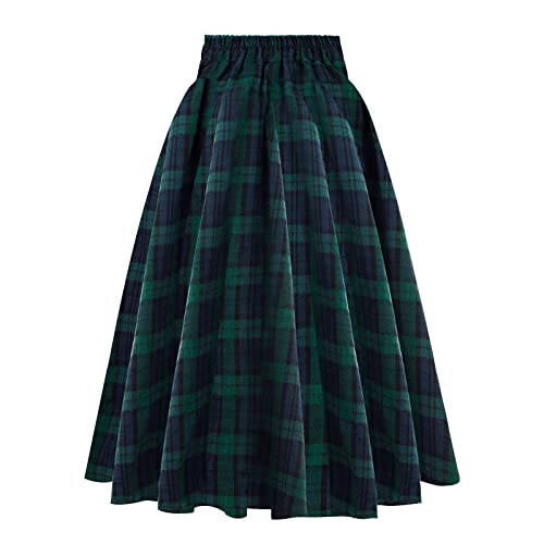 Damen Kariert Rock Retro A Linie High Waist Kammgarn Midirock Faltenröcke Tellerrock Herbst Winterrock Kilt Schottischer Rock Faltenröcke Retro Traditioneller Rock Lang Rock weich Damen Kariert Rock Retro A Linie High Waist Kammgarn Midirock Faltenröcke Tellerrock Herbst Winterrock Kilt Schottischer Rock Faltenröcke Retro Traditioneller Rock Lang Rock weich von Generic