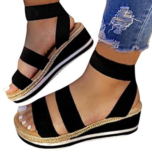 Damen Keilabsatz Sandalen Mittlerer Absatz Fischmaul Sandalen Große Schuhe Blockabsatz Wasserfest Bohemian Outdoor-Sandalen Modische von Generic