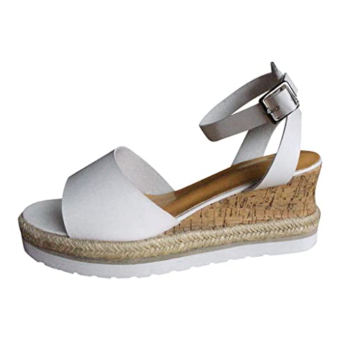 Damen Keilsandalen Wedge Sandals Open Toe Ankle Strap Espadrilles Sandaletten Keilabsatz Sommer von Generic