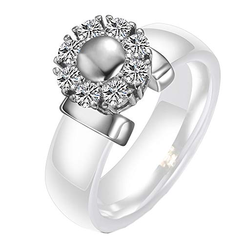 Damen-Keramikring mit blumenförmigem Zirkonia von Generic