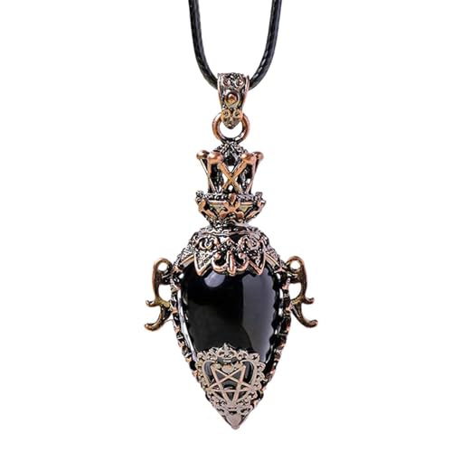 Damen Kette wojonifuiliy01 Kristallkette für Männer – Kristallkette mit Steinanhänger, Anhängerkette Kristalle, Kristallanhänger, Modeschmuck Schmuck Geschenk Kette für Mutter (Black, 6X3CM) von Generic