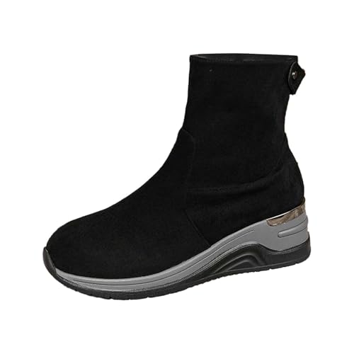 Damen Klassische Stiefeletten,Frauen Klassische Stiefeletten Winterschuhe Kurzstiefel Wechselfußbett Lammfell Gefüttert Winterstiefel Warm Winterboots Wasserfeste Ankle Boots (Black, 39) von Generic