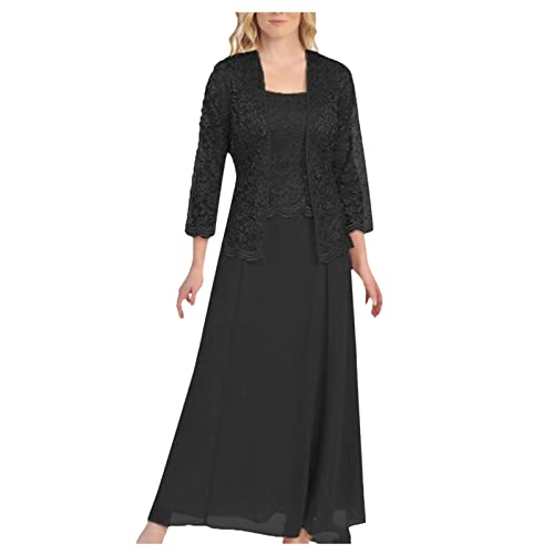 Damen Kleid Festlich Hochzeit Knielang Elegant Abendkleider Frauen Ärmellos Kleider und Spitze Cardigan Zweiteilig Abendkleid Cocktailkleid Ballkleid Heim (as3, alpha, 4x_l, regular, regular, Z-Black) Damen Kleid Festlich Hochzeit Knielang Elegant Abendkleider Frauen Ärmellos Kleider und Spitze Cardigan Zweiteilig Abendkleid Cocktailkleid Ballkleid Heim (as3, alpha, 4x_l, regular, regular, Z-Black) von Generic