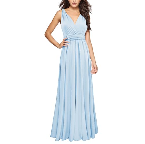 Damen Kleider Abschlusskleid Lang Multi Tragen Ärmelloses Langes Kleid Elegant Multi Way Bandage Dress Frauen Abendkleider Umstandskleid Festlich Hochzeit Cocktail Party Prom(BU3,M) von Generic