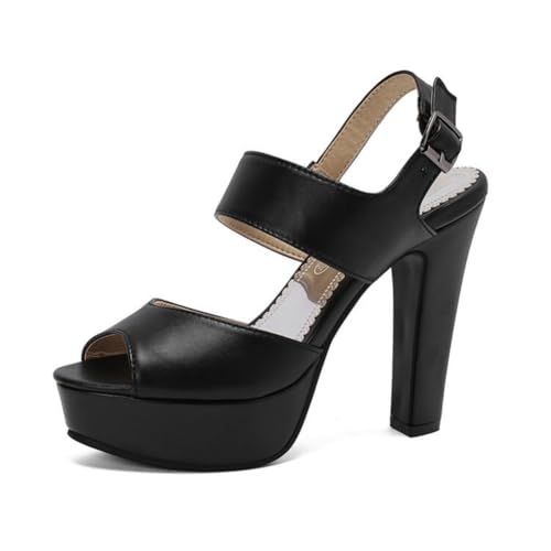 Damen Knöchelriemen Kleid Pumps Mit Schnalle Peeptoe PU Leder Slingback Sommer Sandalen Plateau Hoher Absatz Partei Abschlussabll Sandalen,Schwarz,43.5 EU Damen Knöchelriemen Kleid Pumps Mit Schnalle Peeptoe PU Leder Slingback Sommer Sandalen Plateau Hoher Absatz Partei Abschlussabll Sandalen,Schwarz,43.5 EU von Generic