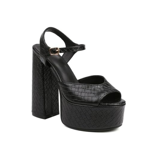 Damen Knöchelriemen Römische Sandalen Mit Schnalle Peeptoe PU Leder Slingback Sandalen Hoher Blockabsatz Plateau Pumps Für Partei Abschlussball,Schwarz,38.5 EU Damen Knöchelriemen Römische Sandalen Mit Schnalle Peeptoe PU Leder Slingback Sandalen Hoher Blockabsatz Plateau Pumps Für Partei Abschlussball,Schwarz,38.5 EU von Generic