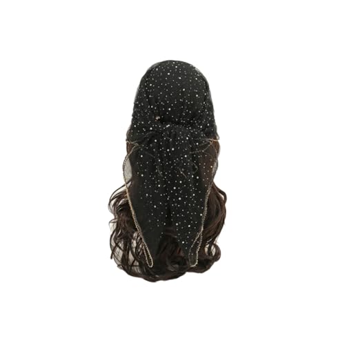 Damen-Kopftuch mit Glitzerdekor, transparentes Spitzen-Bandana, funkelndes Glitzer-Stirnband für Damen (Black) von Generic