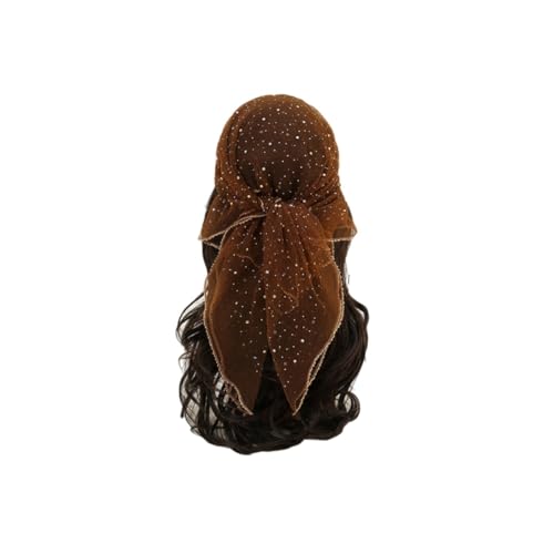 Damen-Kopftuch mit Glitzerdekor, transparentes Spitzen-Bandana, funkelndes Glitzer-Stirnband für Damen (Brown) von Generic