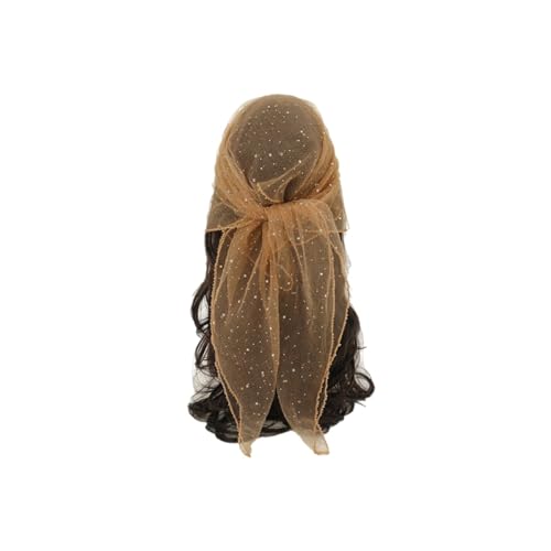 Damen-Kopftuch mit Glitzerdekor, transparentes Spitzen-Bandana, funkelndes Glitzer-Stirnband für Damen (Gold) von Generic