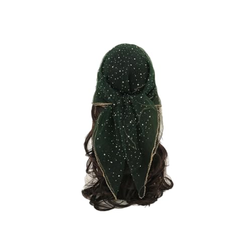 Damen-Kopftuch mit Glitzerdekor, transparentes Spitzen-Bandana, funkelndes Glitzer-Stirnband für Damen (Green) von Generic