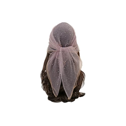 Damen-Kopftuch mit Glitzerdekor, transparentes Spitzen-Bandana, funkelndes Glitzer-Stirnband für Damen (Purple) von Generic