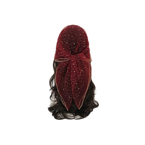 Damen-Kopftuch mit Glitzerdekor, transparentes Spitzen-Bandana, funkelndes Glitzer-Stirnband für Damen (Red) von Generic