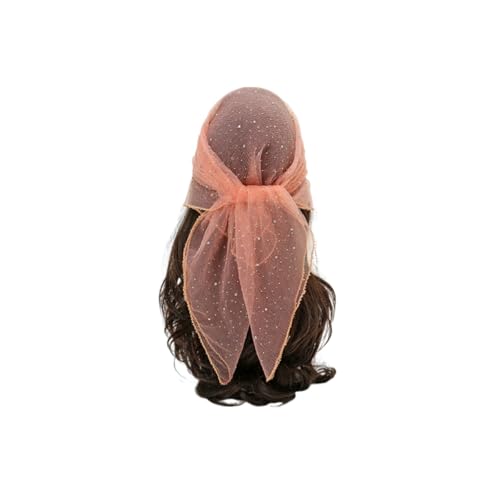Damen-Kopftuch mit Glitzerdekor, transparentes Spitzen-Bandana, funkelndes Glitzer-Stirnband für Damen (Rose) von Generic