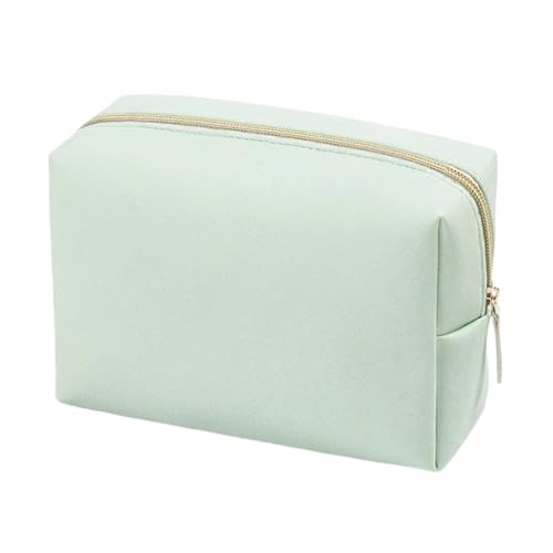 Damen Kosmetiktasche PU-Leder Einfarbige Tasche Reise Tragbare Kulturtasche Aufbewahrungstasche(Green L) von Generic