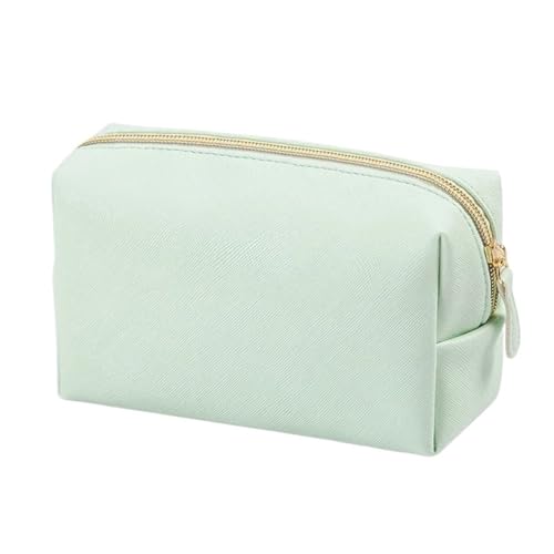 Damen Kosmetiktasche PU-Leder Einfarbige Tasche Reise Tragbare Kulturtasche Aufbewahrungstasche(Green M) von Generic