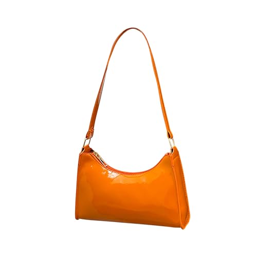 Damen Kunstleder Einkaufstasche Quadratische Schulranzen Handtasche Damen Schultertasche Umhängetaschen Taschen Organizer Tür (Orange, One Size) von Generic