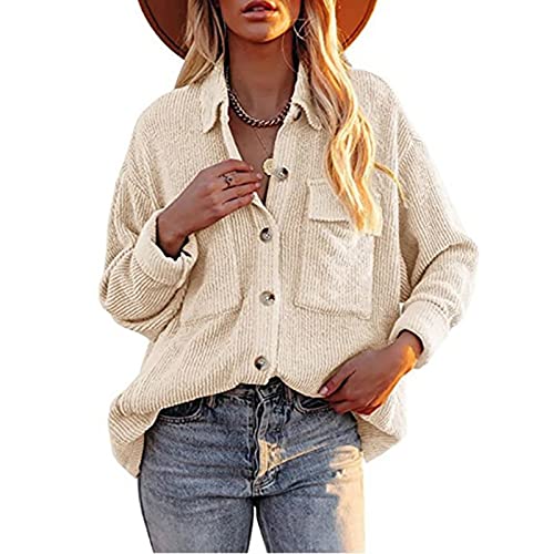 Damen Kurz Cordjacke Corduroy Vintage Kurzjacke Lange Ärmel Outwear Winter Frühling Herbst Top Outwear Mode Langarm Retro Casual Jacke von Generic