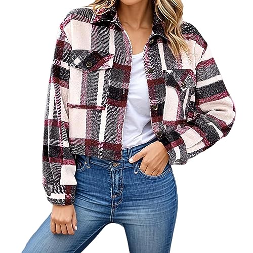 Damen Kurz Cordjacke Corduroy Vintage Kurzjacke Lange Ärmel Outwear Winter Frühling Herbst Top Outwear Mode Langarm Retro Casual Jacke von Generic