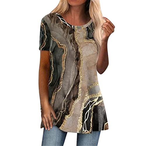 Damen Kurzarm T-Shirt Tunika Damen Sommer Longshirt Pusteblume Blume Katze Bedruckte Tshirts Rundhals Tops Oberteile Lässig Lang Tops von Generic