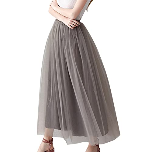 Damen Lang Tüllrock Maxirock Elastische Tüll Rock Prinzessin Ballettrock Unterrock Abendkleid Mit Schleife für Karneval Hochzeit Party Ballkleid Faschingkostüm (GY3, One Size) von Generic