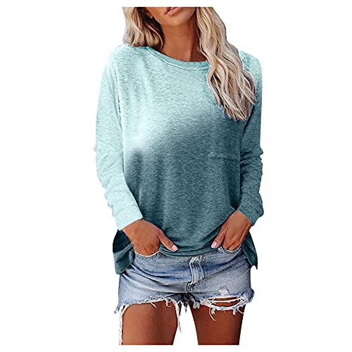 Damen Langarm Oberteil T-Shirt Lässig Pullover Rundhals Basic Langarmshirt Lose Herbst Sweatshirt Tops von Generic