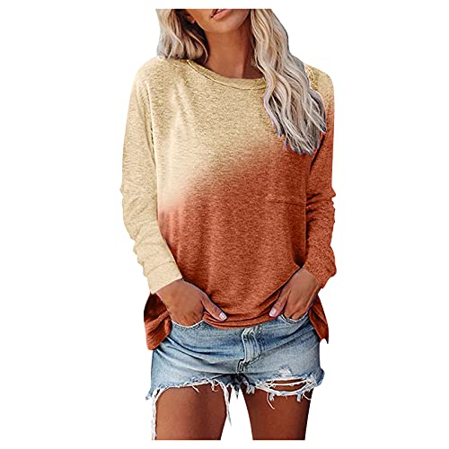 Damen Langarm Oberteil T-Shirt Lässig Pullover Rundhals Basic Langarmshirt Lose Herbst Sweatshirt Tops von Generic