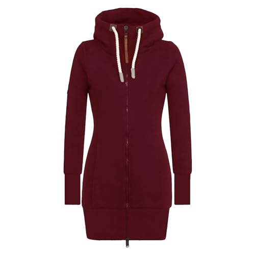 Damen Lange Kapuzenpullover Zipper Hoodie Herbst Winter Pulli Sweatjacke mit Reißverschluss von Generic