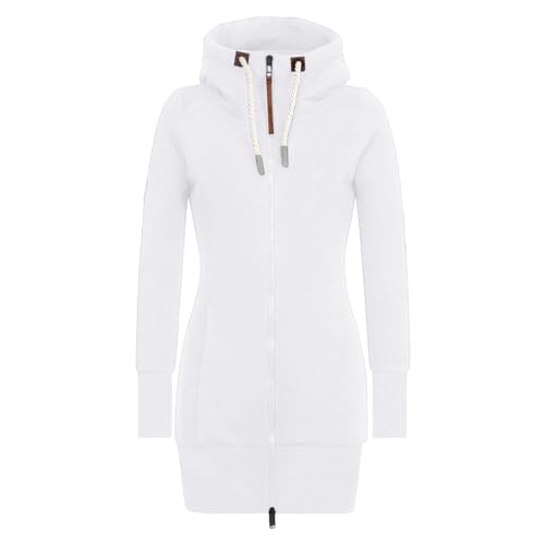 Damen Lange Kapuzenpullover Zipper Hoodie Herbst Winter Pulli Sweatjacke mit Reißverschluss von Generic