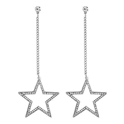 Damen Lange Kette Quaste Dangle Ohrringe Stern Tropfen kubisch Zirkonia Intarsien Ohr Piercing Schmuck Geschenk Silber Kreativ und Nützlich von Generic