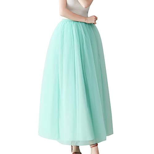 Damen Lange Stufenröcke Elastische Taille Tüllröcke Mesh Tutu Röcke Puffy Maxi Röcke, Damen Tüllrock Rockabilly Petticoat Tutu Unterrock Kurz Ballett Tanzkleid Ballkleid (Mint Green #1, One Size) von Generic