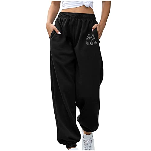 Damen Laufhose 3/4 Casual Sporthose High Waist Trainingshose Pocket Hippie Hose Sportlich Lässige Baggy Aladinhose Trendy Elastic Waist Workout Hose Relaxhose Pluderhose für Yoga Laufen Fitness von Generic