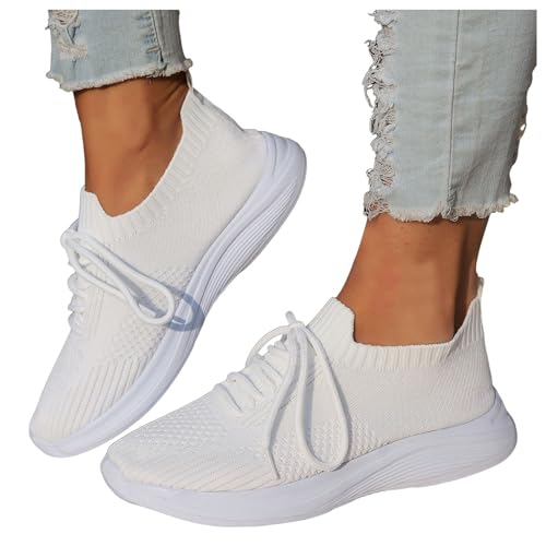 Damen Laufschuhe Sneaker Freizeitschuhe Atmungsaktiv Leicht Modern Sportlich Bequem Alltag Jugendliche Studentinnen Fitness Walking Jogging (White, 39) von Generic