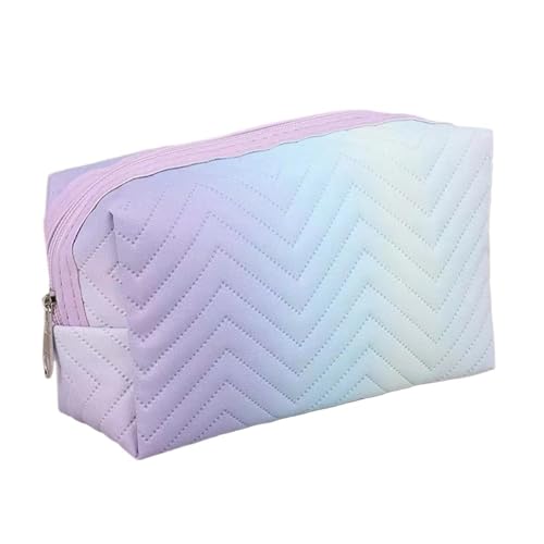 Damen Leder Farbverlauf Make-up Tasche Reise Tragbare Waschen Kosmetik Lagerung(Purple) von Generic