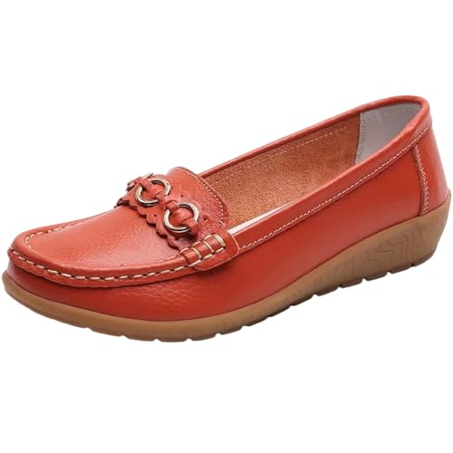 Damen Leder Klassische Keil Mokassins Business Loafers Slip-Ons Casual Walking Driving Schuhe,04,35 EU von Generic