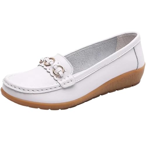 Damen Leder Klassische Keil Mokassins Business Loafers Slip-Ons Casual Walking Driving Schuhe,05,38 EU von Generic